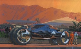 visualization of futuristic vehicle, by Syd Mead
