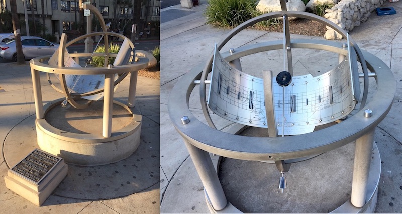 The public sundial near the library in downtown Riverside, California
