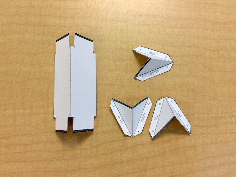 The folded gnomons of a paper cube sundial