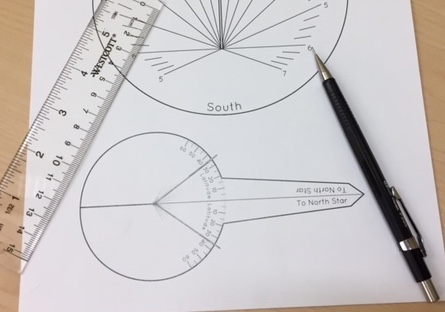 How to mark the fold line for a specific latitude on the gnomon of the paper sundial