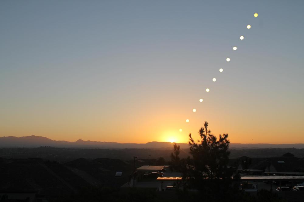 A time-lapse photograph of a sunrise