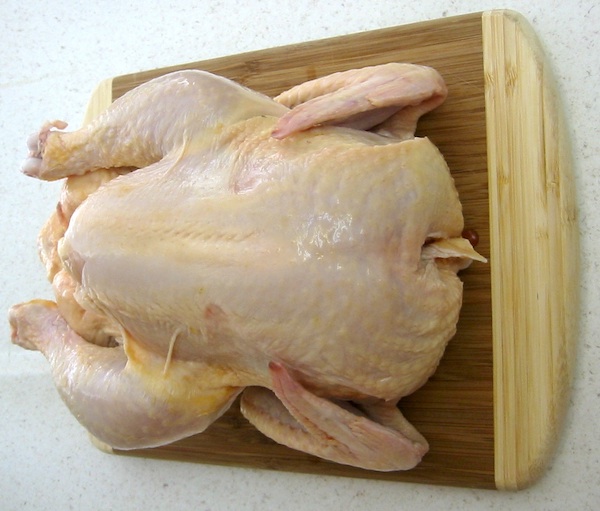 A whole chicken from a grocery store